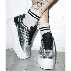 Silver Metallic Platform K Swiss Sneakers